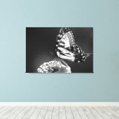 Zwart-wit vlinderdoek canvas afdruk (Insitu (Houten vloer))