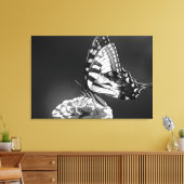 Zwart-wit vlinderdoek canvas afdruk (Insitu (Woonkamer))
