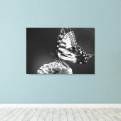 Zwart-wit vlinderdoek canvas afdruk (Insitu (Houten vloer))