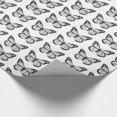 Zwart-wit vlinderpatroon cadeaupapier (Hoek)