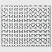 Zwart-wit vlinderpatroon cadeaupapier (Vlak)