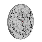 Zwart-wit vlinders bruiloft dartbord (Voorkant Links)