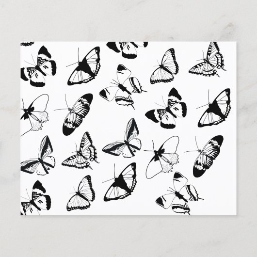 Zwart-wit Vlinders Bruiloft menu (Achterkant)