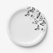 Zwart-wit Vlinders bruiloft Papieren Bordje (Voorkant)