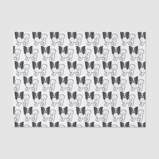 Zwart-Wit Vlindervlindhond Cute Cartoonhond Patroo Tissuepapier (Voorkant)