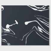 Zwart-wit vloeibaar marmer-witpapier cadeaupapier (Vlak)