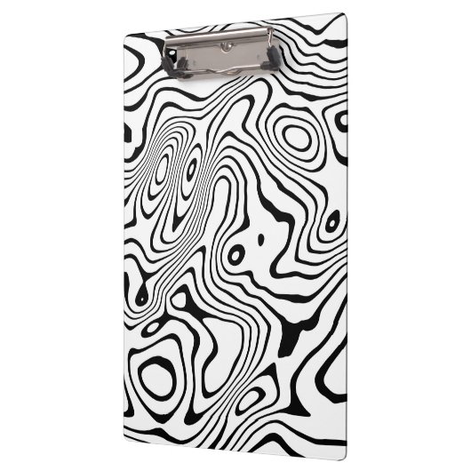 Zwart wit vloeibaar zwenken Abstract ontwerp Klembord (Links)