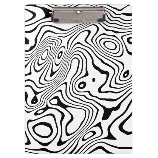 Zwart wit vloeibaar zwenken Abstract ontwerp Klembord (Voorkant)