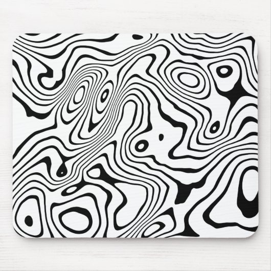 Zwart wit vloeibaar zwenken Abstract ontwerp Muismat (Voorkant)