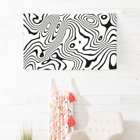 Zwart wit vloeibaar zwenken Abstract ontwerp Spandoek (Insitu)