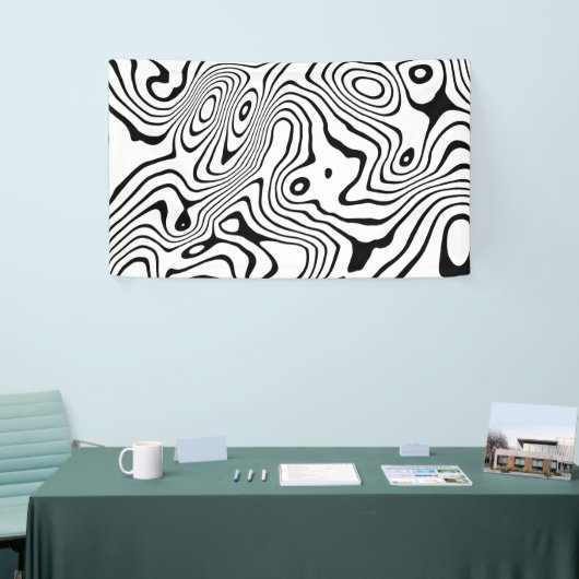 Zwart wit vloeibaar zwenken Abstract ontwerp Spandoek (Beurs)