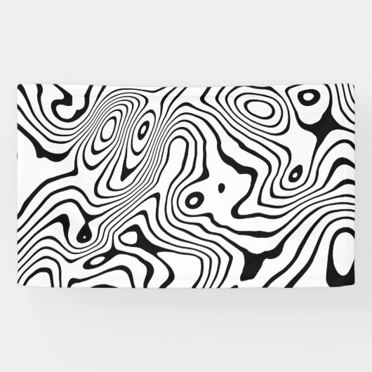 Zwart wit vloeibaar zwenken Abstract ontwerp Spandoek (Horizontaal)