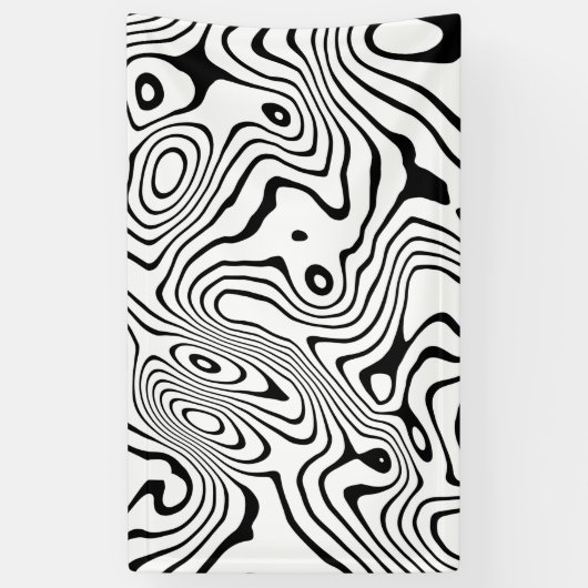 Zwart wit vloeibaar zwenken Abstract ontwerp Spandoek (Verticaal)