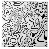 Zwart wit vloeibaar zwenken Abstract ontwerp Tegeltje (Voorkant)