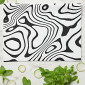 Zwart wit vloeibaar zwenken Abstract ontwerp Theedoek (Gevouwen)