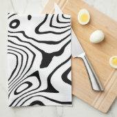 Zwart wit vloeibaar zwenken Abstract ontwerp Theedoek (Quarter Fold)