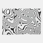 Zwart wit vloeibaar zwenken Abstract ontwerp Theedoek (Horizontaal)