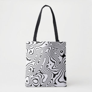 Zwart wit vloeibaar zwenken Abstract ontwerp Tote Bag