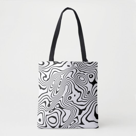 Zwart wit vloeibaar zwenken Abstract ontwerp Tote Bag (Voorkant)
