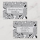 Zwart wit vloeibaar zwenken Abstract ontwerp Visitekaartje (Voorkant / Achterkant)