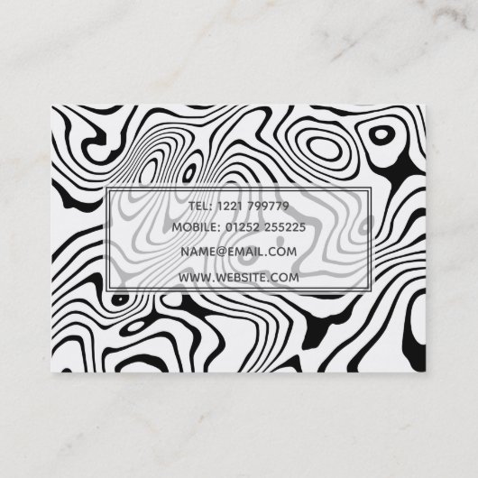 Zwart wit vloeibaar zwenken Abstract ontwerp Visitekaartje (Achterkant)