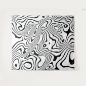 Zwart wit vloeibaar zwenken Abstract ontwerp Wandkleed (Voorkant (horizontaal))