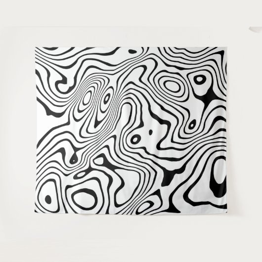 Zwart wit vloeibaar zwenken Abstract ontwerp Wandkleed (Voorkant (horizontaal))