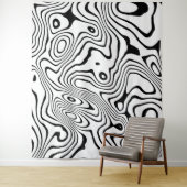 Zwart wit vloeibaar zwenken Abstract ontwerp Wandkleed (In situ)