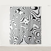 Zwart wit vloeibaar zwenken Abstract ontwerp Wandkleed (Voorkant)