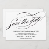 Zwart-wit Vlurig Zwirl sparen de Datum Save The Date (Voorkant / Achterkant)
