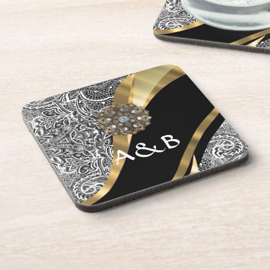 Zwart-wit vocht bier onderzetter (Linkerzijde)