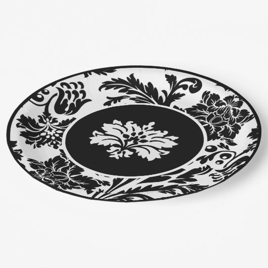 Zwart-wit, vochtig, formeel trouwpapier bord (Gekanteld)