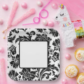 Zwart-wit, vochtig, formeel trouwpapier bord (Feest)