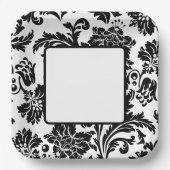 Zwart-wit, vochtig, formeel trouwpapier bord (Voorkant)