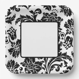 Zwart-wit, vochtig, formeel trouwpapier bord