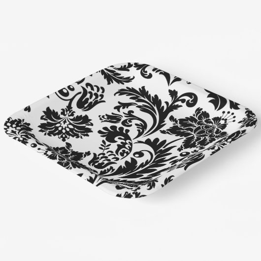 Zwart-wit, vochtig, formeel trouwpapier bord (Gebogen)