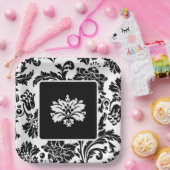 Zwart-wit, vochtig, formeel trouwpapier bord (Feest)