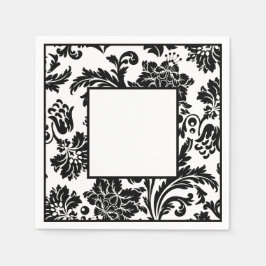 Zwart-wit, vochtig, formeel trouwpapier bord servet