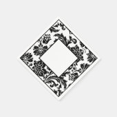 Zwart-wit, vochtig, formeel trouwpapier bord servet (Hoek)