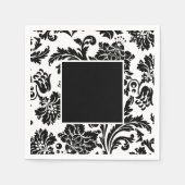 Zwart-wit, vochtig, formeel trouwpapier bord servet (Voorkant)