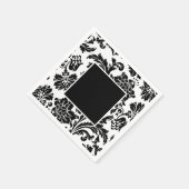 Zwart-wit, vochtig, formeel trouwpapier bord servet (Hoek)