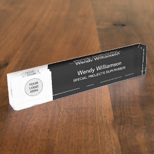 Zwart wit Voeg je Logo-desk-naamplaat toe Naambordje