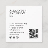 Zwart-wit Voeg je Logo QR-code toe Vierkante Visitekaartje (Achterkant)