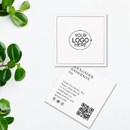 Zwart-wit Voeg je Logo QR-code toe Vierkante Visitekaartje