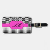 Zwart-wit Voeg uw monogram toe Bagagelabel (Voorkant horizontaal)