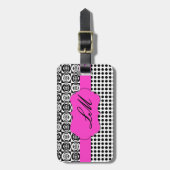 Zwart-wit Voeg uw monogram toe Bagagelabel (Voorkant verticaal)