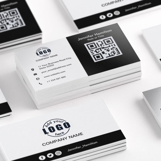 Zwart-wit voegt uw QR-code standaard toe Visitekaartje