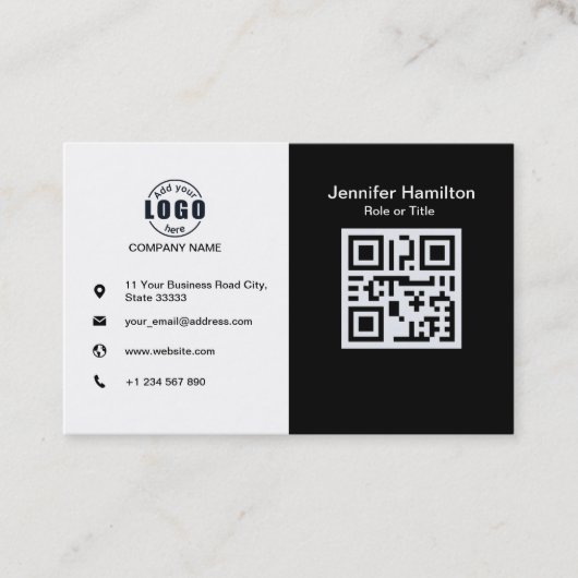 Zwart-wit voegt uw QR-code toe Visitekaartje (Voorkant)