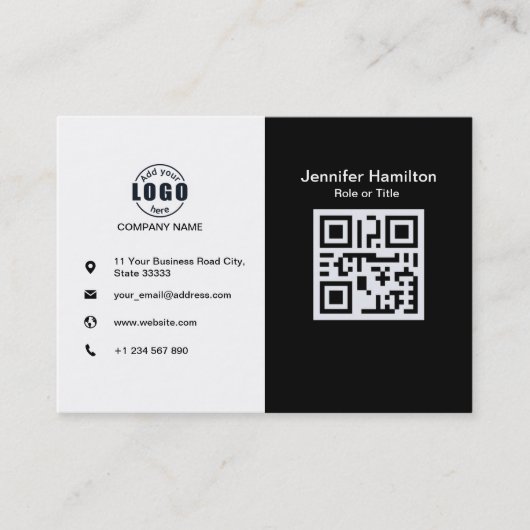 Zwart-wit voegt uw Visitekaartje QR-code toe (Voorkant)