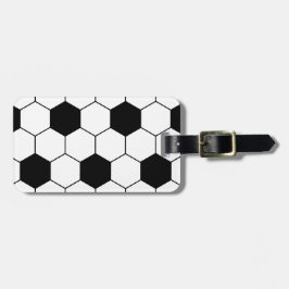 Zwart-wit Voetbal Bagagelabel
